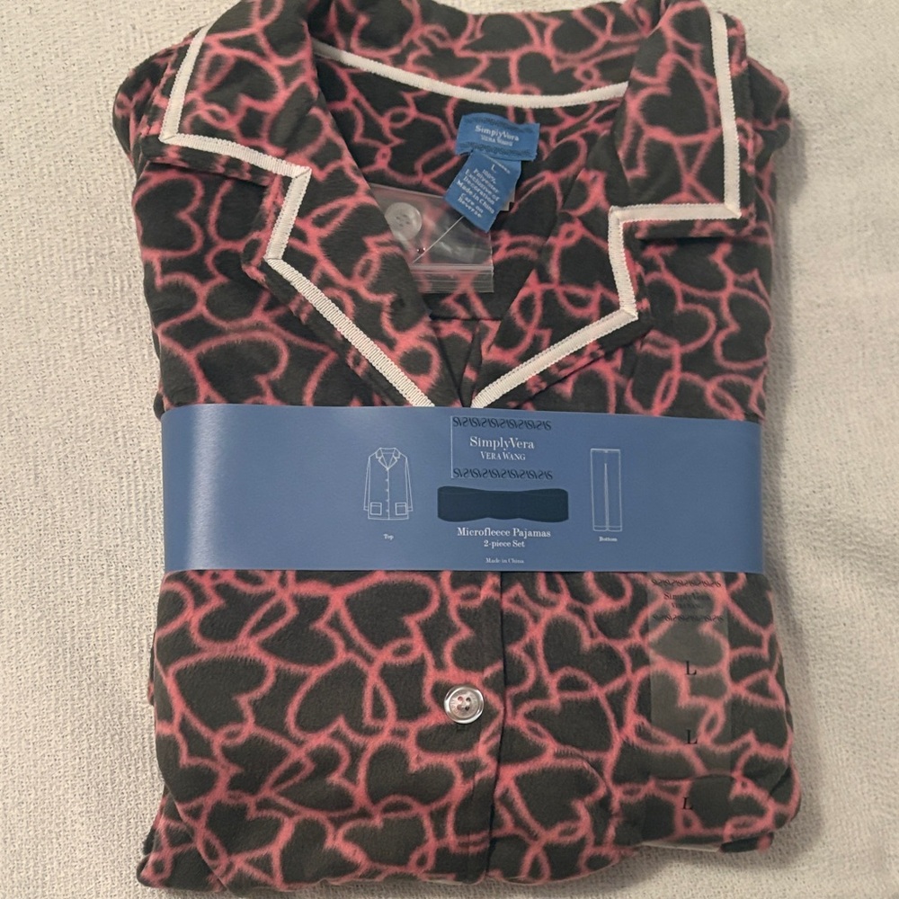 Simply Vera Vera Wang Black and Pink Patterned Microfleece PJs